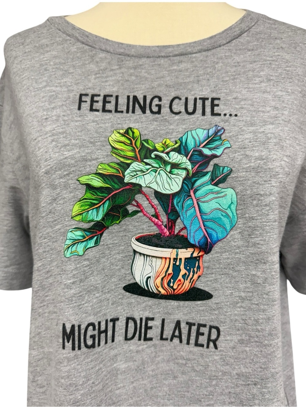 Bella Canvas Gray Graphic Plant Tee Feeling Cute Size Medium